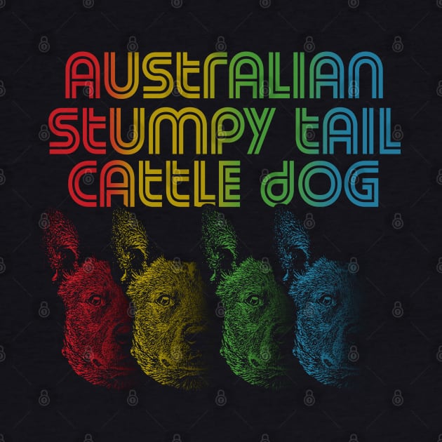 Cool Retro Groovy Australian Stumpy Tail Cattle Dog by Madfido